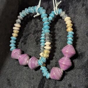 31 Bits Bleeker Bracket In Purple, Teal and Cream Set of 2